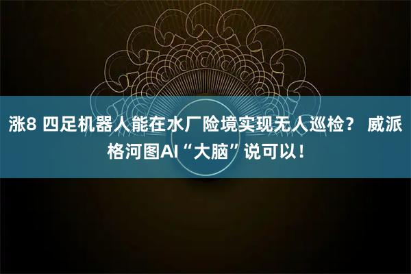 涨8 四足机器人能在水厂险境实现无人巡检？ 威派格河图AI“大脑”说可以！