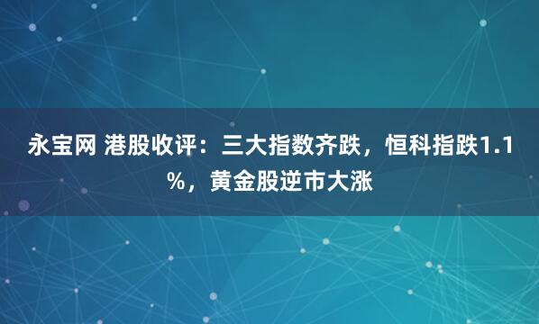 永宝网 港股收评：三大指数齐跌，恒科指跌1.1%，黄金股逆市大涨